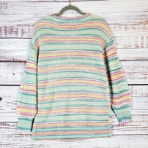 Lauren Conrad Rainbow Cable Knit Crochet Sweater Oversized Tunic Size M NWT - Picture 3 of 13